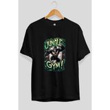 Ankhises Gym , Spor , Fitness Serisi 11 Ön Baskılı Oversize T-Shirt Erkek Kadın Pamuk Bisiklet Yaka Tişort - Siyah - XL