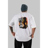Ankhises Gym , Spor , Fitness Serisi 14 Arka Baskılı Oversize T-Shirt Erkek Kadın Pamuk Bisiklet Yaka Tişort - Beyaz - XL
