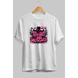 Ankhises Gym , Spor , Fitness Serisi 16 Ön Baskılı Oversize T-Shirt Erkek Kadın Pamuk Bisiklet Yaka Tişort - Beyaz