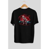 Ankhises Gym , Spor , Fitness Serisi 17 Arka Baskılı Oversize T-Shirt Erkek Kadın Pamuk Bisiklet Yaka Tişort - Siyah