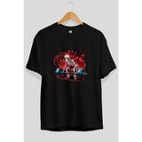 Ankhises Gym , Spor , Fitness Serisi 17 Ön Baskılı Oversize T-Shirt Erkek Kadın Pamuk Bisiklet Yaka Tişort - Siyah - XL