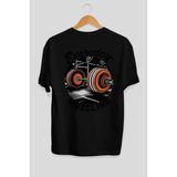 Ankhises Gym , Spor , Fitness Serisi 18 Arka Baskılı Oversize T-Shirt Erkek Kadın Pamuk Bisiklet Yaka Tişort - Siyah