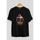 Ankhises Gym , Spor , Fitness Serisi 19 Ön Baskılı Oversize T-Shirt Erkek Kadın Pamuk Bisiklet Yaka Tişort - Siyah