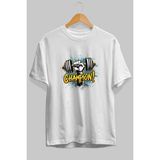 Ankhises Gym , Spor , Fitness Serisi 21 Ön Baskılı Oversize T-Shirt Erkek Kadın Pamuk Bisiklet Yaka Tişort - Beyaz - XL