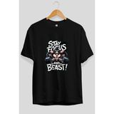 Ankhises Gym , Spor , Fitness Serisi 22 Ön Baskılı Oversize T-Shirt Erkek Kadın Pamuk Bisiklet Yaka Tişort - Siyah - XL
