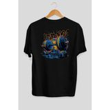 Ankhises Gym , Spor , Fitness Serisi 23 Arka Baskılı Oversize T-Shirt Erkek Kadın Pamuk Bisiklet Yaka Tişort - Siyah