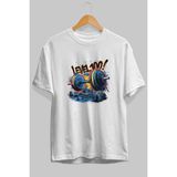 Ankhises Gym , Spor , Fitness Serisi 23 Ön Baskılı Oversize T-Shirt Erkek Kadın Pamuk Bisiklet Yaka Tişort - Beyaz