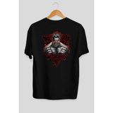 Ankhises Gym , Spor , Fitness Serisi 24 Arka Baskılı Oversize T-Shirt Erkek Kadın Pamuk Bisiklet Yaka Tişort - Siyah - XL