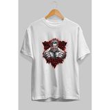 Ankhises Gym , Spor , Fitness Serisi 24 Ön Baskılı Oversize T-Shirt Erkek Kadın Pamuk Bisiklet Yaka Tişort - Beyaz - XL