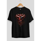 Ankhises Gym , Spor , Fitness Serisi 27 Ön Baskılı Oversize T-Shirt Erkek Kadın Pamuk Bisiklet Yaka Tişort - Siyah
