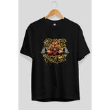 Ankhises Gym , Spor , Fitness Serisi 28 Ön Baskılı Oversize T-Shirt Erkek Kadın Pamuk Bisiklet Yaka Tişort - Siyah