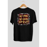Ankhises Gym , Spor , Fitness Serisi 3 Arka Baskılı Oversize T-Shirt Erkek Kadın Pamuk Bisiklet Yaka Tişort - Siyah - XL