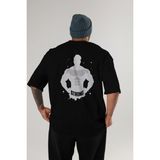 Ankhises Gym , Spor , Fitness Serisi 31 Arka Baskılı Oversize T-Shirt Erkek Kadın Pamuk Bisiklet Yaka Tişort - Siyah - XL