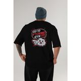 Ankhises Gym , Spor , Fitness Serisi 33 Arka Baskılı Oversize T-Shirt Erkek Kadın Pamuk Bisiklet Yaka Tişort - Siyah - XL
