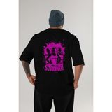 Ankhises Gym , Spor , Fitness Serisi 34 Arka Baskılı Oversize T-Shirt Erkek Kadın Pamuk Bisiklet Yaka Tişort - Siyah - XL