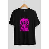 Ankhises Gym , Spor , Fitness Serisi 34 Ön Baskılı Oversize T-Shirt Erkek Kadın Pamuk Bisiklet Yaka Tişort - Siyah - XL