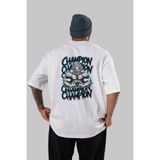 Ankhises Gym , Spor , Fitness Serisi 37 Arka Baskılı Oversize T-Shirt Erkek Kadın Pamuk Bisiklet Yaka Tişort - Beyaz - XL