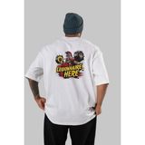 Ankhises Gym , Spor , Fitness Serisi 38 Arka Baskılı Oversize T-Shirt Erkek Kadın Pamuk Bisiklet Yaka Tişort - Beyaz - XL