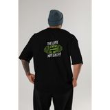 Ankhises Gym , Spor , Fitness Serisi 4 Arka Baskılı Oversize T-Shirt Erkek Kadın Pamuk Bisiklet Yaka Tişort - Siyah - XL