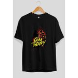 Ankhises Gym , Spor , Fitness Serisi 44 Ön Baskılı Oversize T-Shirt Erkek Kadın Pamuk Bisiklet Yaka Tişort - Siyah - XL
