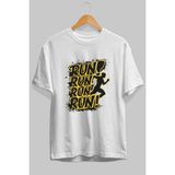 Ankhises Gym , Spor , Fitness Serisi 46 Ön Baskılı Oversize T-Shirt Erkek Kadın Pamuk Bisiklet Yaka Tişort - Beyaz