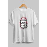 Ankhises Gym , Spor , Fitness Serisi 47 Ön Baskılı Oversize T-Shirt Erkek Kadın Pamuk Bisiklet Yaka Tişort - Beyaz