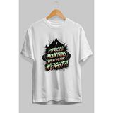 Ankhises Gym , Spor , Fitness Serisi 49 Ön Baskılı Oversize T-Shirt Erkek Kadın Pamuk Bisiklet Yaka Tişort - Beyaz