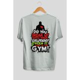 Ankhises Gym , Spor , Fitness Serisi 50 Arka Baskılı Oversize T-Shirt Erkek Kadın Pamuk Bisiklet Yaka Tişort - Beyaz