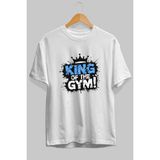 Ankhises Gym , Spor , Fitness Serisi 51 Ön Baskılı Oversize T-Shirt Erkek Kadın Pamuk Bisiklet Yaka Tişort - Beyaz - XL