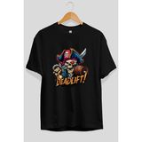 Ankhises Gym , Spor , Fitness Serisi 53 Ön Baskılı Oversize T-Shirt Erkek Kadın Pamuk Bisiklet Yaka Tişort - Siyah