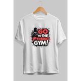 Ankhises Gym , Spor , Fitness Serisi 56 Ön Baskılı Oversize T-Shirt Erkek Kadın Pamuk Bisiklet Yaka Tişort - Beyaz - XL