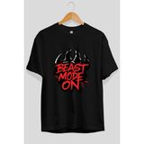 Ankhises Gym , Spor , Fitness Serisi 57 Ön Baskılı Oversize T-Shirt Erkek Kadın Pamuk Bisiklet Yaka Tişort - Siyah - XL