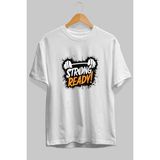 Ankhises Gym , Spor , Fitness Serisi 58 Ön Baskılı Oversize T-Shirt Erkek Kadın Pamuk Bisiklet Yaka Tişort - Beyaz
