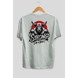 Ankhises Gym , Spor , Fitness Serisi 61 Arka Baskılı Oversize T-Shirt Erkek Kadın Pamuk Bisiklet Yaka Tişort - Beyaz