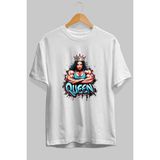 Ankhises Gym , Spor , Fitness Serisi 62 Ön Baskılı Oversize T-Shirt Erkek Kadın Pamuk Bisiklet Yaka Tişort - Beyaz