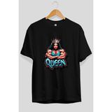Ankhises Gym , Spor , Fitness Serisi 62 Ön Baskılı Oversize T-Shirt Erkek Kadın Pamuk Bisiklet Yaka Tişort - Siyah
