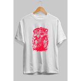 Ankhises Gym , Spor , Fitness Serisi 64 Ön Baskılı Oversize T-Shirt Erkek Kadın Pamuk Bisiklet Yaka Tişort - Beyaz - XL