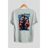 Ankhises Gym , Spor , Fitness Serisi 65 Arka Baskılı Oversize T-Shirt Erkek Kadın Pamuk Bisiklet Yaka Tişort - Beyaz - XL