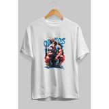 Ankhises Gym , Spor , Fitness Serisi 65 Ön Baskılı Oversize T-Shirt Erkek Kadın Pamuk Bisiklet Yaka Tişort - Beyaz - XL