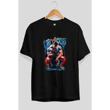 Ankhises Gym , Spor , Fitness Serisi 65 Ön Baskılı Oversize T-Shirt Erkek Kadın Pamuk Bisiklet Yaka Tişort - Siyah