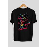 Ankhises Gym , Spor , Fitness Serisi 66 Arka Baskılı Oversize T-Shirt Erkek Kadın Pamuk Bisiklet Yaka Tişort - Siyah - XL