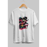 Ankhises Gym , Spor , Fitness Serisi 66 Ön Baskılı Oversize T-Shirt Erkek Kadın Pamuk Bisiklet Yaka Tişort - Beyaz - XL