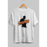 Ankhises Gym , Spor , Fitness Serisi 7 Ön Baskılı Oversize T-Shirt Erkek Kadın Pamuk Bisiklet Yaka Tişort - Beyaz - XL