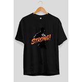 Ankhises Gym , Spor , Fitness Serisi 7 Ön Baskılı Oversize T-Shirt Erkek Kadın Pamuk Bisiklet Yaka Tişort - Siyah
