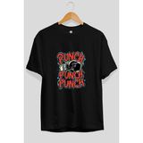 Ankhises Gym , Spor , Fitness Serisi 71 Ön Baskılı Oversize T-Shirt Erkek Kadın Pamuk Bisiklet Yaka Tişort - Siyah
