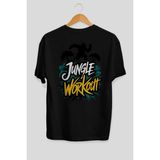 Ankhises Gym , Spor , Fitness Serisi 73 Arka Baskılı Oversize T-Shirt Erkek Kadın Pamuk Bisiklet Yaka Tişort - Siyah - XL