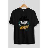 Ankhises Gym , Spor , Fitness Serisi 73 Ön Baskılı Oversize T-Shirt Erkek Kadın Pamuk Bisiklet Yaka Tişort - Siyah - XL