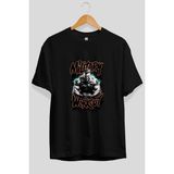 Ankhises Gym , Spor , Fitness Serisi 74 Ön Baskılı Oversize T-Shirt Erkek Kadın Pamuk Bisiklet Yaka Tişort - Siyah - XL