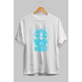 Ankhises Gym , Spor , Fitness Serisi 77 Ön Baskılı Oversize T-Shirt Erkek Kadın Pamuk Bisiklet Yaka Tişort - Beyaz