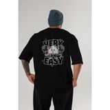 Ankhises Gym , Spor , Fitness Serisi 78 Arka Baskılı Oversize T-Shirt Erkek Kadın Pamuk Bisiklet Yaka Tişort - Siyah - XL